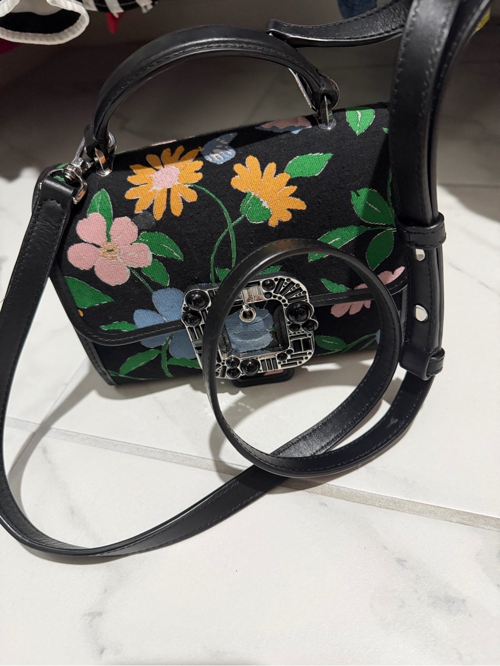 Kate spade Floral Embroidered Black Crossbody Bag